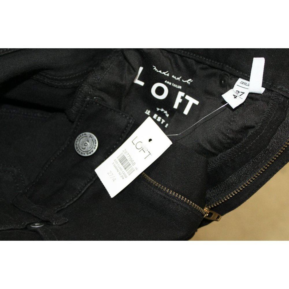 NWT LOFT Womens Black Embellished Skinny Jeans 4 - Picture 7 of 7